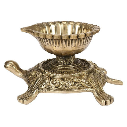 Brass Turtle Diya for Home and Decor and Diwali Gift Items Brass Deepak for Pooja Room Good Luck Vastu and Fengshui Best in Living Room and Home entrace Weight 1.55 Kg Height 13 cm