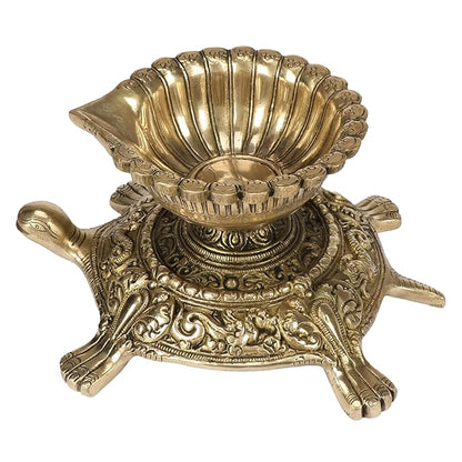 Brass Turtle Diya for Home and Decor and Diwali Gift Items Brass Deepak for Pooja Room Good Luck Vastu and Fengshui Best in Living Room and Home entrace Weight 1.55 Kg Height 13 cm