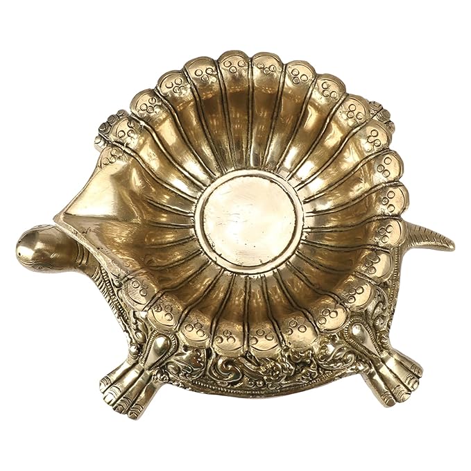 Brass Turtle Diya for Home and Decor and Diwali Gift Items Brass Deepak for Pooja Room Good Luck Vastu and Fengshui Best in Living Room and Home entrace Weight 1.55 Kg Height 13 cm