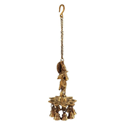 Brass Gem Stone Work Krishna Diya for Home and Decor Weight 1.25 Kg Height 10.2 inches