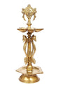 BrassAura Brass Shankh Villaku Vishnu Shankh Deepam, Diya, Deepa,Idol Murti Oil Lamp Decorative Showpiece - 14 cm  (Brass, Gold)