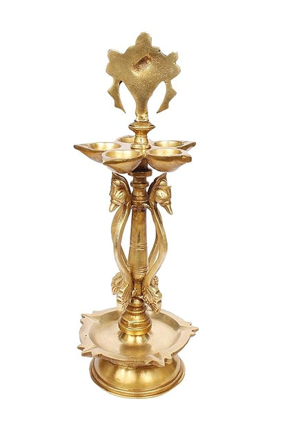 BrassAura Brass Shankh Villaku Vishnu Shankh Deepam, Diya, Deepa,Idol Murti Oil Lamp Decorative Showpiece - 14 cm  (Brass, Gold)