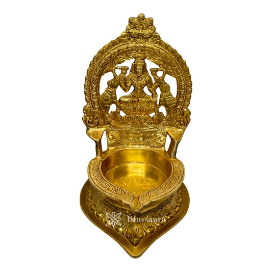 Brassaura™ Brass Diya with Stand for Home and Decor and Diwali Gift Items Brass Deepak for Pooja Room Good Luck Vastu and Fengshui Best in Living Room and Home entrace Weight 4 Kg Height 30 cm