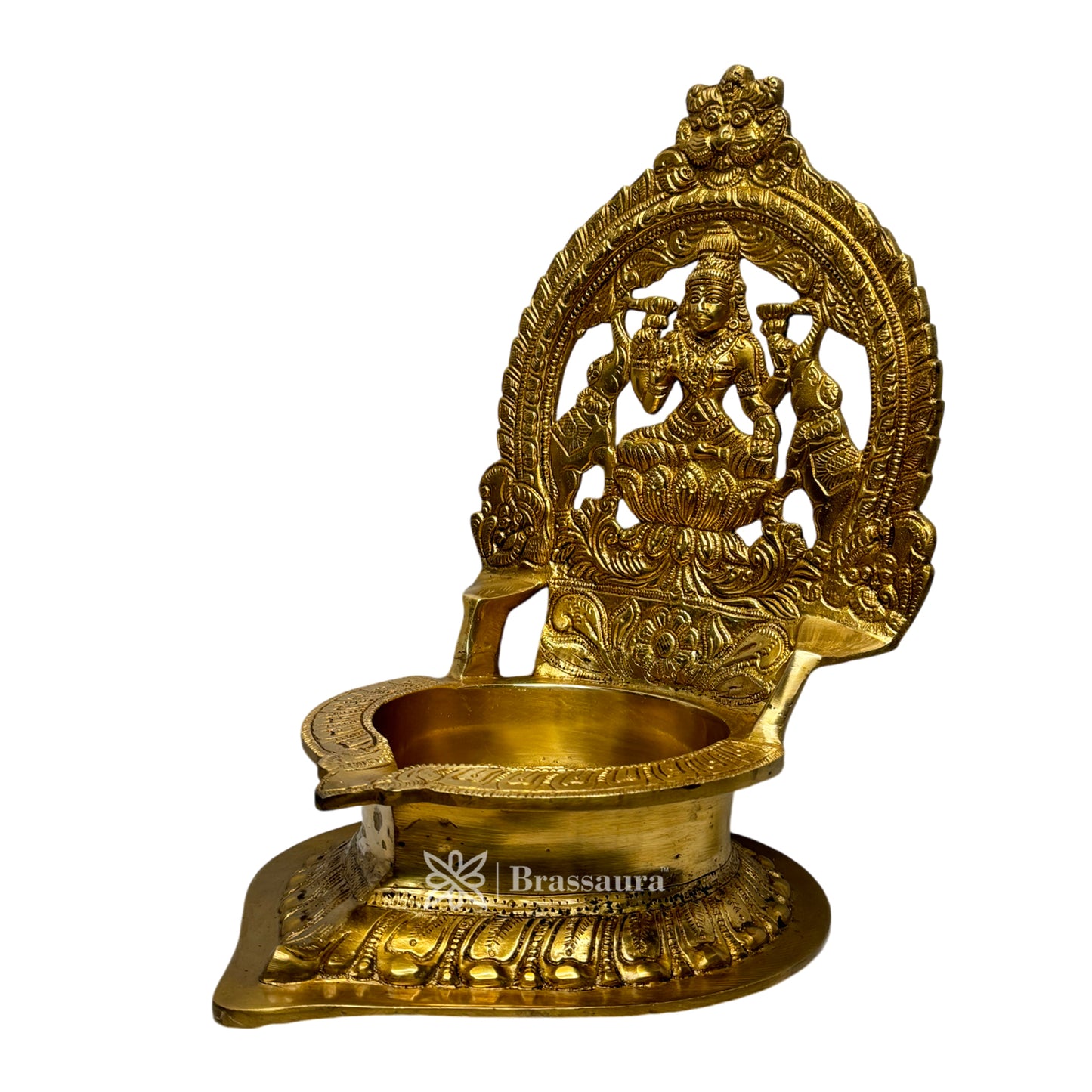 Brassaura™ Brass Diya with Stand for Home and Decor and Diwali Gift Items Brass Deepak for Pooja Room Good Luck Vastu and Fengshui Best in Living Room and Home entrace Weight 4 Kg Height 30 cm