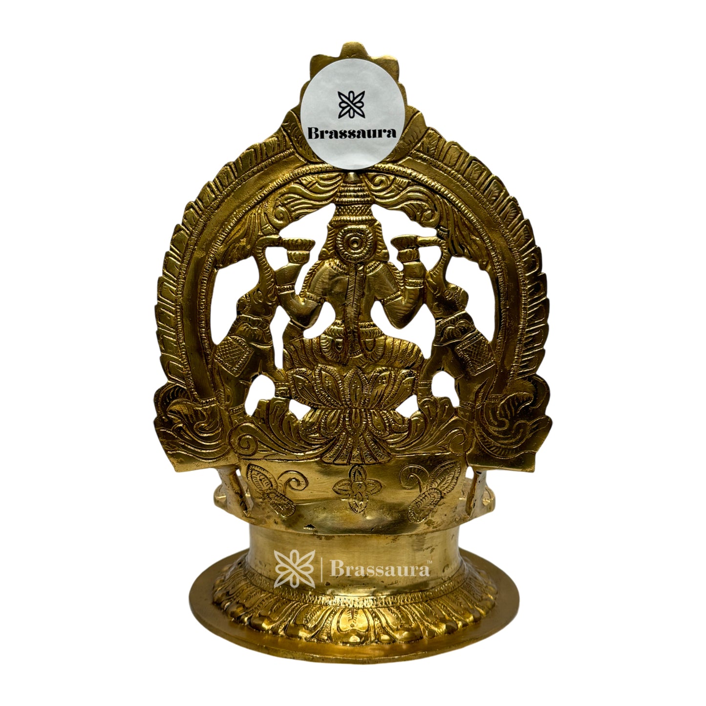 Brassaura™ Brass Diya with Stand for Home and Decor and Diwali Gift Items Brass Deepak for Pooja Room Good Luck Vastu and Fengshui Best in Living Room and Home entrace Weight 4 Kg Height 30 cm