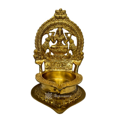 Brassaura™ Brass Diya with Stand for Home and Decor and Diwali Gift Items Brass Deepak for Pooja Room Good Luck Vastu and Fengshui Best in Living Room and Home entrace Weight 4 Kg Height 30 cm