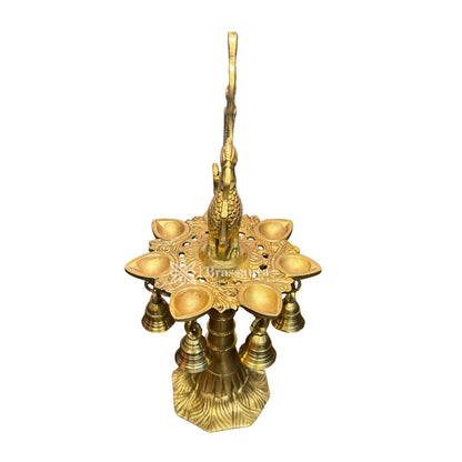 Brassaura™ Brass Diya with Stand for Home and Decor and Diwali Gift Items Brass Deepak for Pooja Room Good Luck Vastu and Fengshui Best in Living Room and Home entrace Weight 2.2 Kg Height 30.5 cm