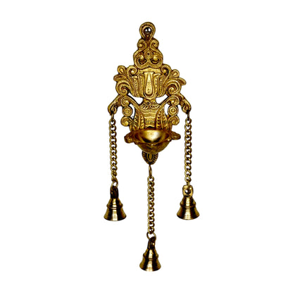 Brassaura™ Brass Diya Wall Hanging for Home Diwali Gift Temple Pooja Brass Diyas Good Luck Vastu and Fengshui Items for Living Room Table Decoration Weight 0.81 Kg Height 40 cm