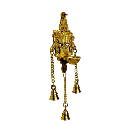 Brassaura™ Brass Diya Wall Hanging for Home Diwali Gift Temple Pooja Brass Diyas Good Luck Vastu and Fengshui Items for Living Room Table Decoration Weight 0.81 Kg Height 40 cm