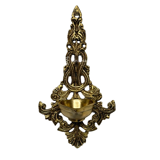 Brassaura™ Brass Diya Wall Hanging Statue for Home and Decor Show Piece for Living Room Handmade Brass Item Artwork for Home Entrance and Good Luck Diwali Gifts Weight 0.46 Kg Height 20 cm