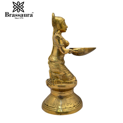 Brass Lakshmi Diya Weight 2.4 Kg & Height 9.5 Inch