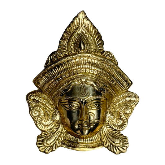 Brassaura™ Brass Durga Face for Pooja Parvati Murti for Home and Decor Pooja Room Temple Durga Devi for Diwali Navratri Mandir Gift Item Weight 0.9 Kg Height 30 cm