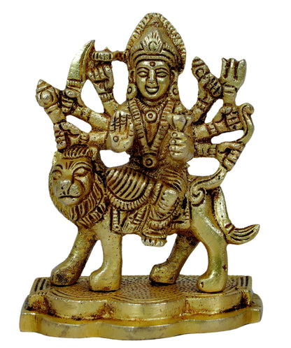 Brassaura™ Brass Work Durga Sherawali Sitting on Lion Murti for Home and Decor Pooja Room Temple Durga Devi for Diwali Navratri Mandir Gift Item Weight 0.31 Kg Height 13 cm