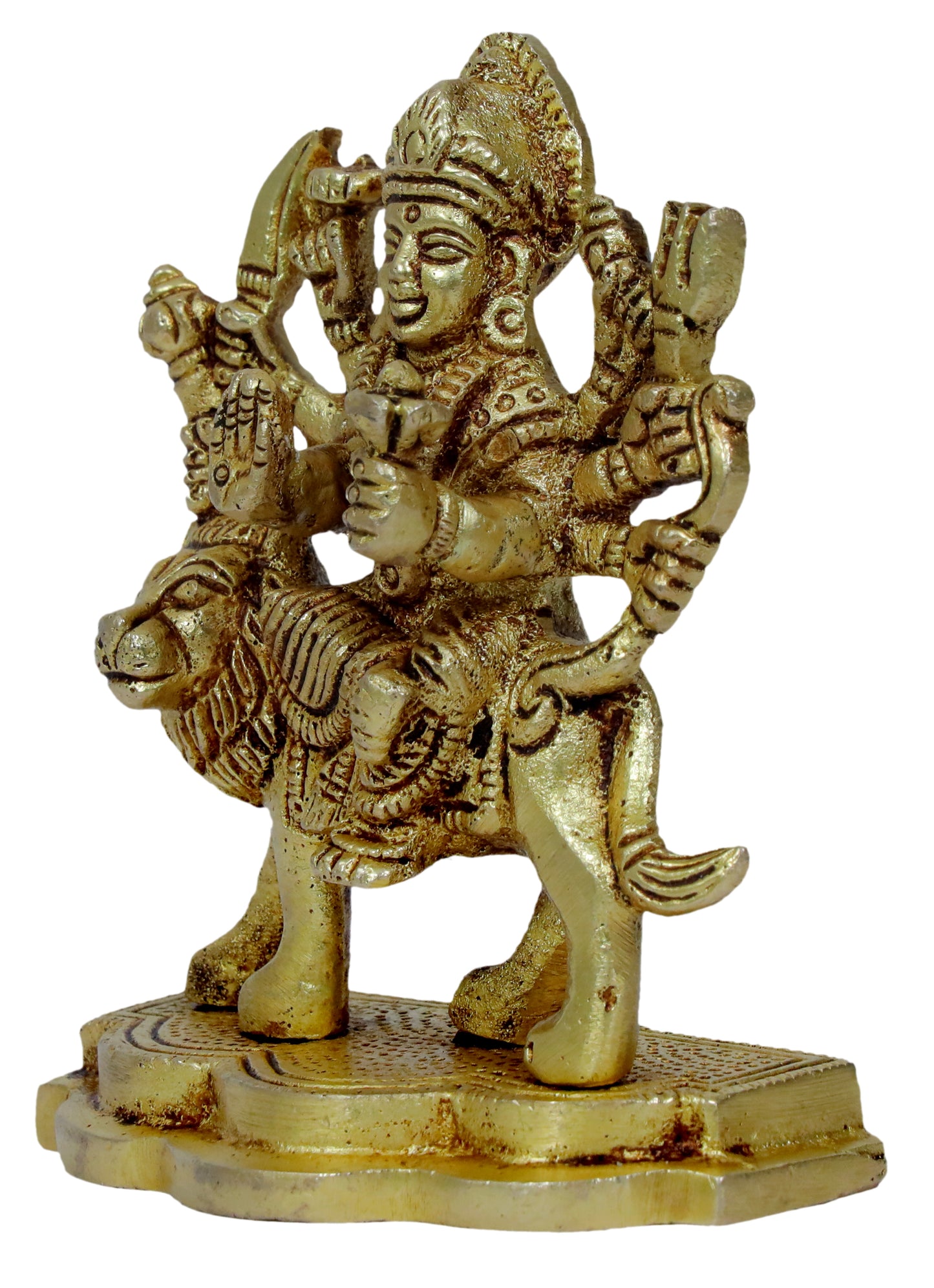 Brassaura™ Brass Work Durga Sherawali Sitting on Lion Murti for Home and Decor Pooja Room Temple Durga Devi for Diwali Navratri Mandir Gift Item Weight 0.31 Kg Height 13 cm