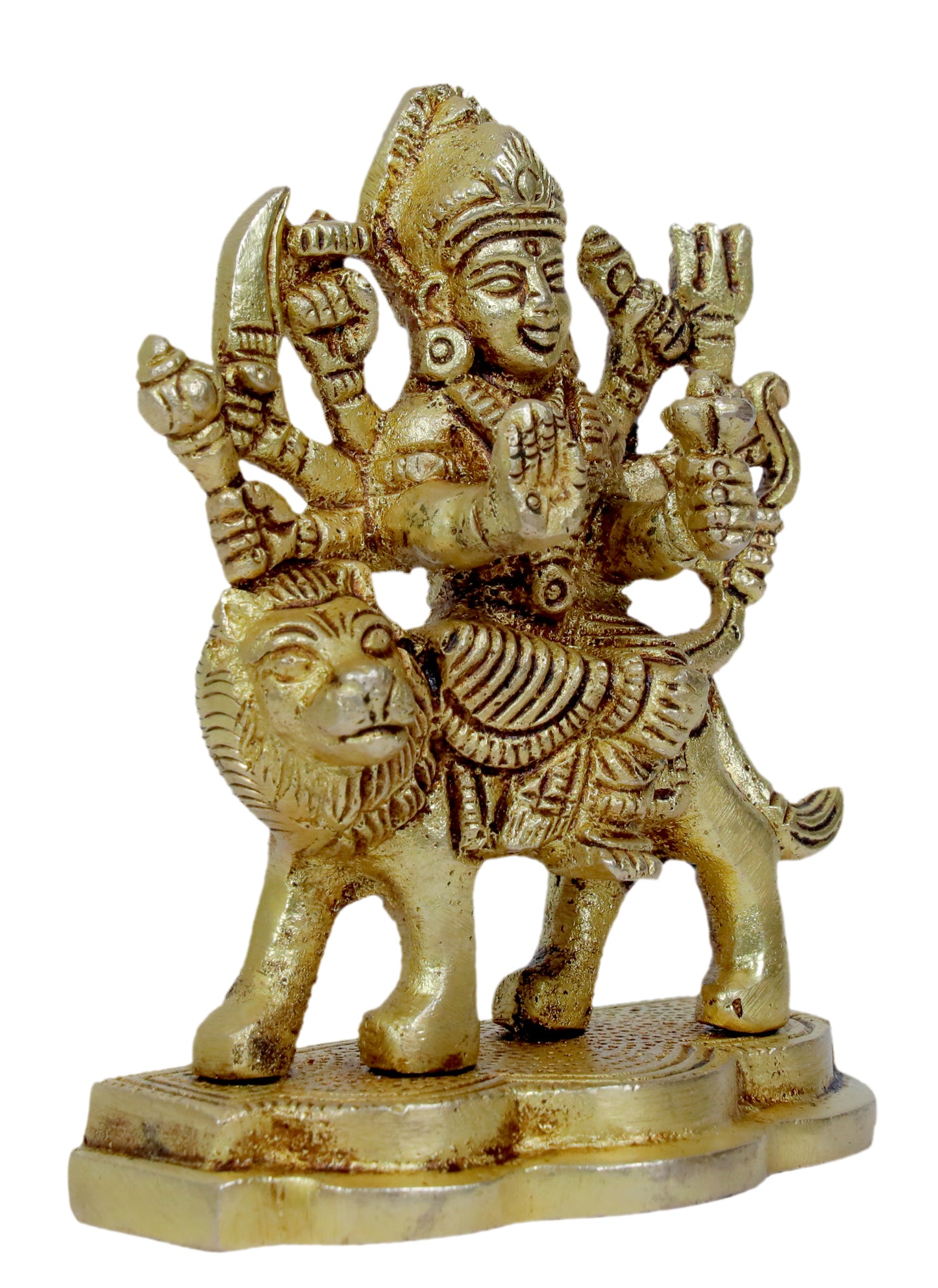 Brassaura™ Brass Work Durga Sherawali Sitting on Lion Murti for Home and Decor Pooja Room Temple Durga Devi for Diwali Navratri Mandir Gift Item Weight 0.31 Kg Height 13 cm