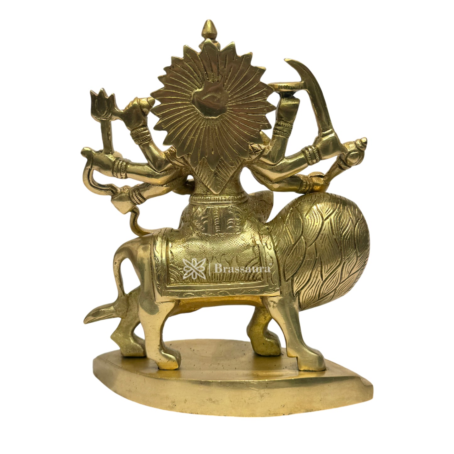 Brassaura™ Brass Golden Durga Sherawali Sitting on Lion Murti for Home and Decor Pooja Room Temple Durga Devi for Diwali Navratri Mandir Gift Item Weight 2.6 Kg Height 25 cm