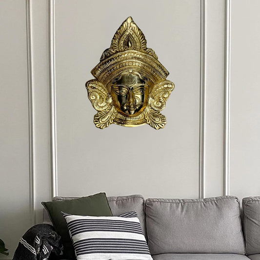 Brassaura™ Brass Durga Face for Wall Hanging & Home Décor Height 12 Inches & Weight 0.9 Kgs