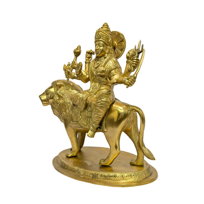 Brassaura™ Brass Durga Sherawali Sitting on Lion Murti for Home and Decor Pooja Room Temple Durga Devi for Diwali Navratri Mandir Gift Item Weight 3.9 Kg Height 29 cm