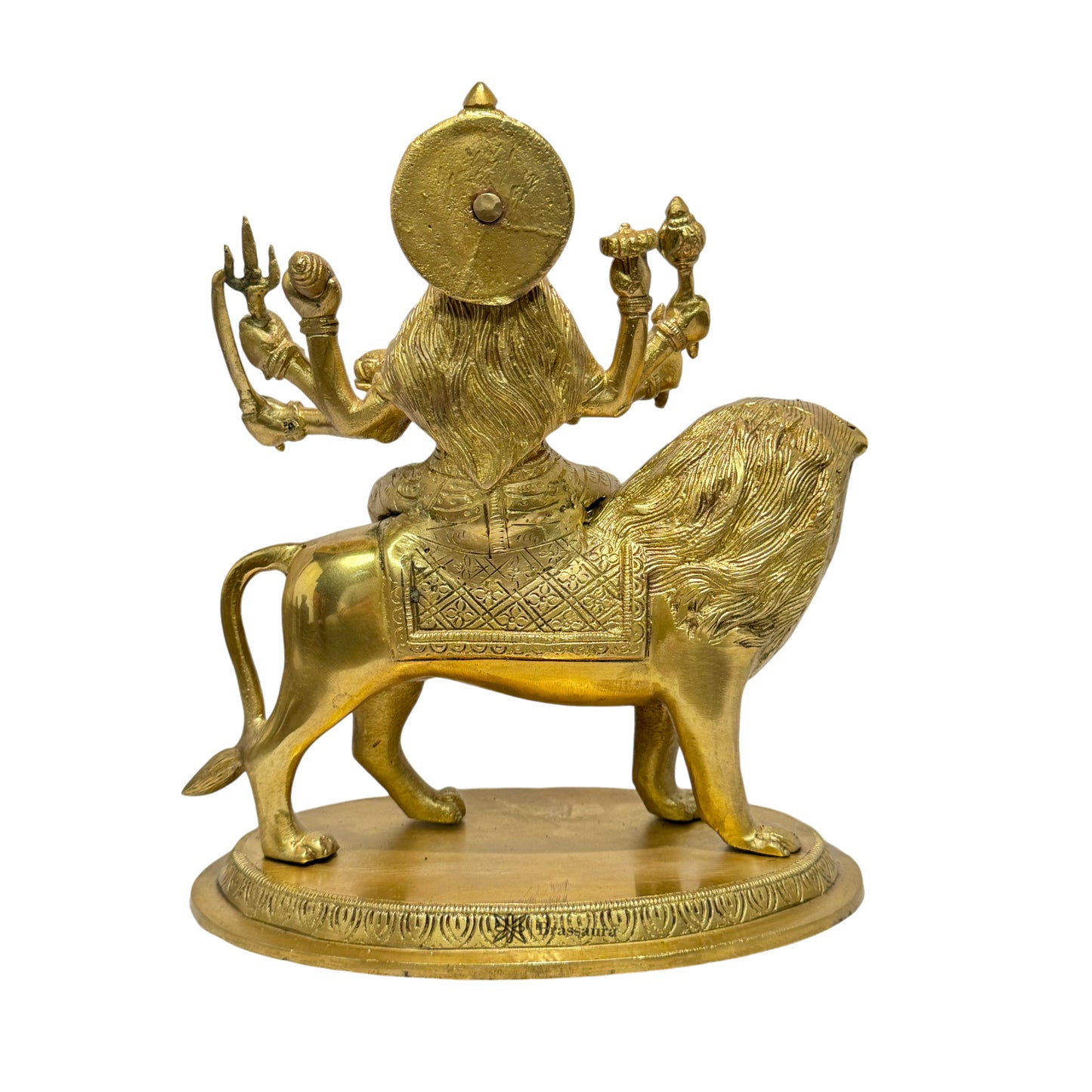 Brassaura™ Brass Durga Sherawali Sitting on Lion Murti for Home and Decor Pooja Room Temple Durga Devi for Diwali Navratri Mandir Gift Item Weight 3.9 Kg Height 29 cm