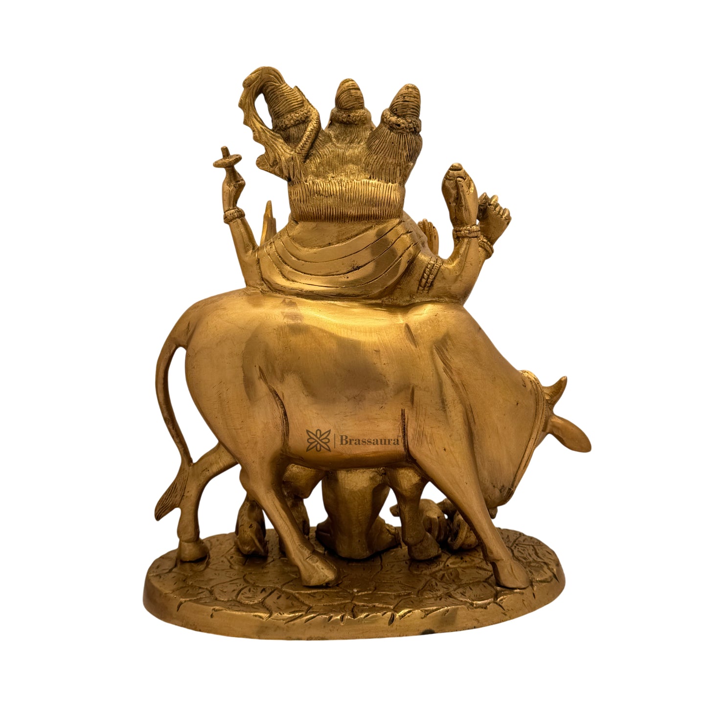 Brassaura™ Brass Golden Dattareya Murti for Home and Decor Show Piece for Living Room Handmade Brass Item Artwork for Home Entrance and Good Luck Diwali Gifts Weight 6.9 Kg Height 30 cm