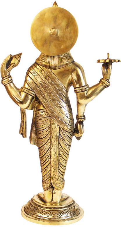 Brassaura™ Brass Dhanvantri Statue for Home and Decor Show Piece for Living Room Handmade Brass Item Artwork for Home Entrance and Good Luck Diwali Gifts Weight 3.7 Kg Height 40 cm