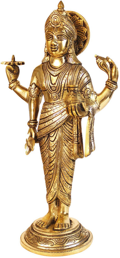 Brassaura™ Brass Dhanvantri Statue for Home and Decor Show Piece for Living Room Handmade Brass Item Artwork for Home Entrance and Good Luck Diwali Gifts Weight 3.7 Kg Height 40 cm