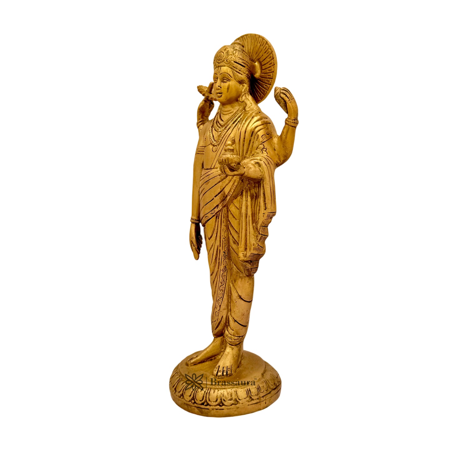 Brassaura™ Pure Brass Dhanvantri Idol – 16 Inches & Weight 3.7 Kgs | Home Temple & Festive Décor