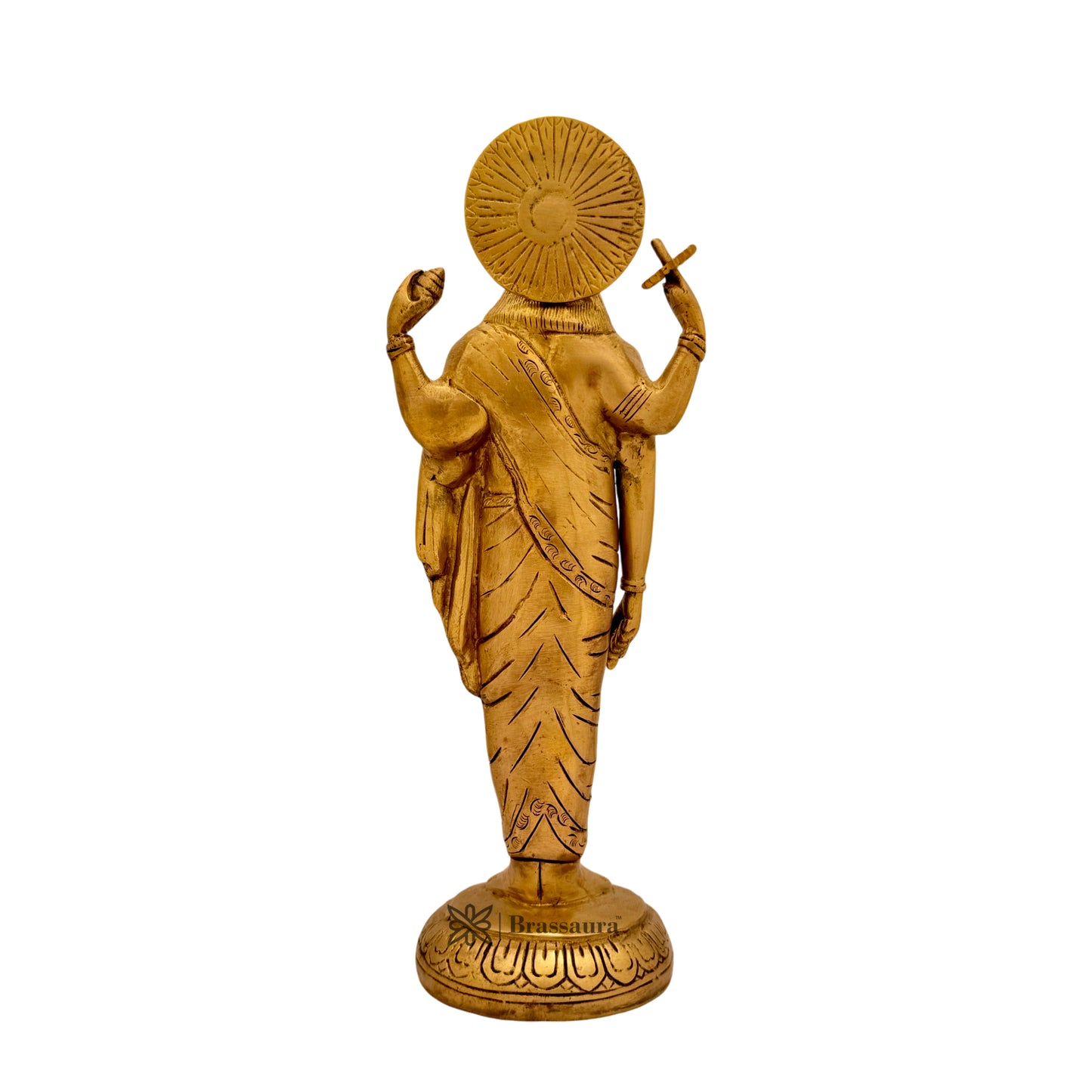 Brassaura™ Brass Dhanvantri Statue for Home and Decor Show Piece for Living Room Handmade Brass Item Artwork for Home Entrance and Good Luck Diwali Gifts Weight 3.7 Kg Height 40 cm