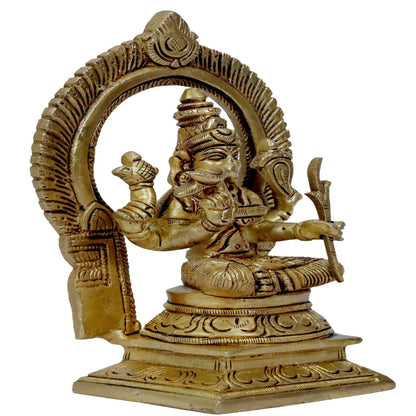 Brassaura™ Brass Ganna Devi Idol for Home and Decor The Physician of Gods Decorative Murti Statue Showpiece for Gift Items Height 20 cm Weight 1.06