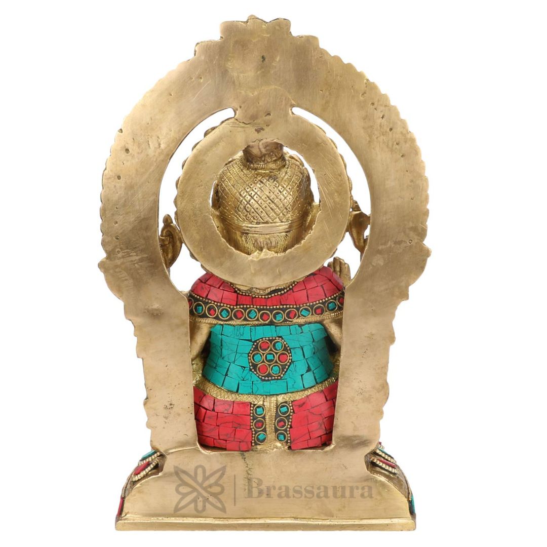 Brass Ring Ganesha Statue For Home Decor Weight 5.6 Kg And Height 33 Cm