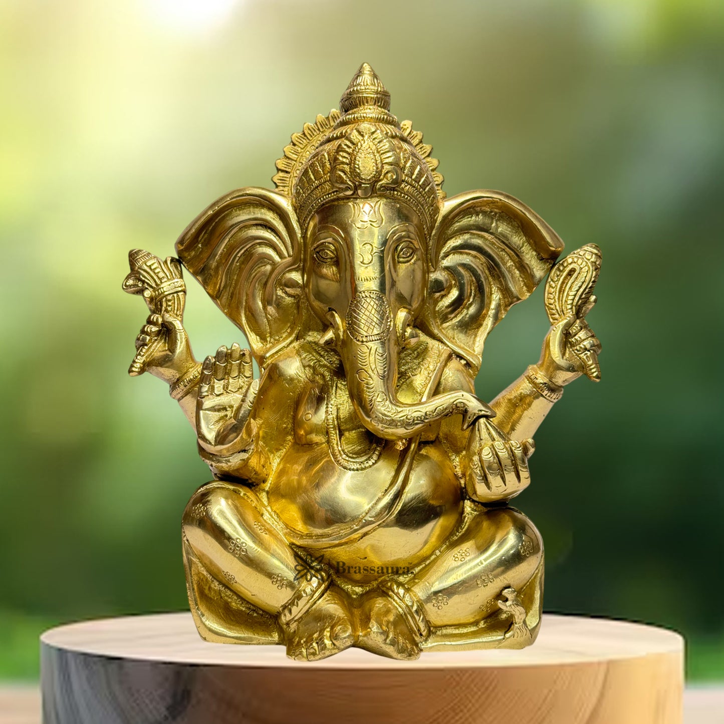 Brassaura™ Brass Ganesha Statue for Home and Decor Brass Ganesha Murti for Pooja Room Ganpati Idol for Home Entrace Decor Good Luck Vastu Decoration Height 25 cm Weight 5.24 Kg