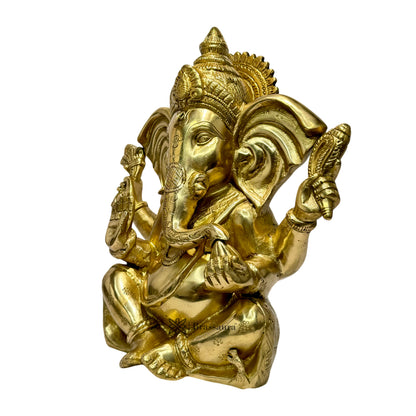 Brassaura™ Brass Ganesha Statue for Home and Decor Brass Ganesha Murti for Pooja Room Ganpati Idol for Home Entrace Decor Good Luck Vastu Decoration Height 25 cm Weight 5.24 Kg