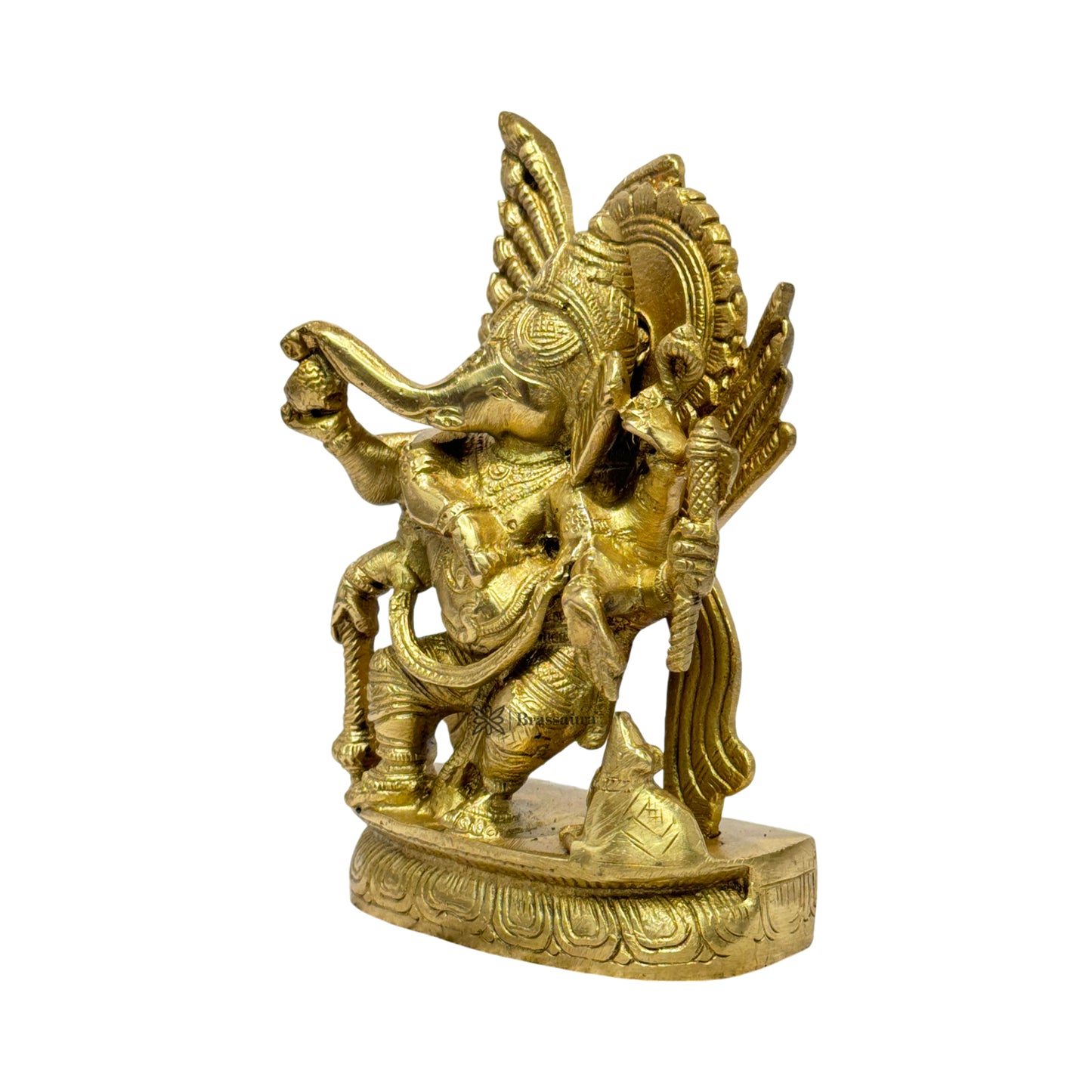 Brassaura™ Brass Small Ganesha Statue for Home and Decor Brass Ganesh Murti for Pooja Room Ganpati Idol for Home Entrace Decor Good Luck Vastu Decoration Weight 1.9 Kg Height 20 cm