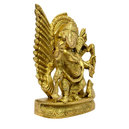 Brassaura™ Brass Small Ganesha Statue for Home and Decor Brass Ganesh Murti for Pooja Room Ganpati Idol for Home Entrace Decor Good Luck Vastu Decoration Weight 1.9 Kg Height 20 cm