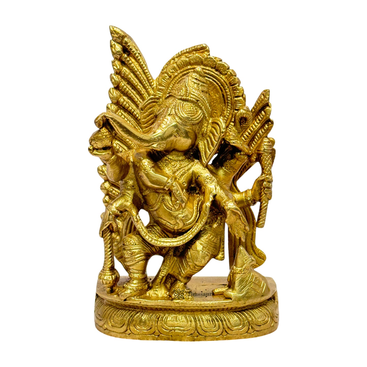 Brassaura™ Brass Small Ganesha Statue for Home and Decor Brass Ganesh Murti for Pooja Room Ganpati Idol for Home Entrace Decor Good Luck Vastu Decoration Weight 1.9 Kg Height 20 cm