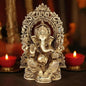 Brassaura™ Brass Ganesha Murti for Home and Decor Brass Ganesh Bhagwan Statue for Pooja Ganesha Idols for Home Entrace Decor Decoration Weight 2 Kg Height 22 cm