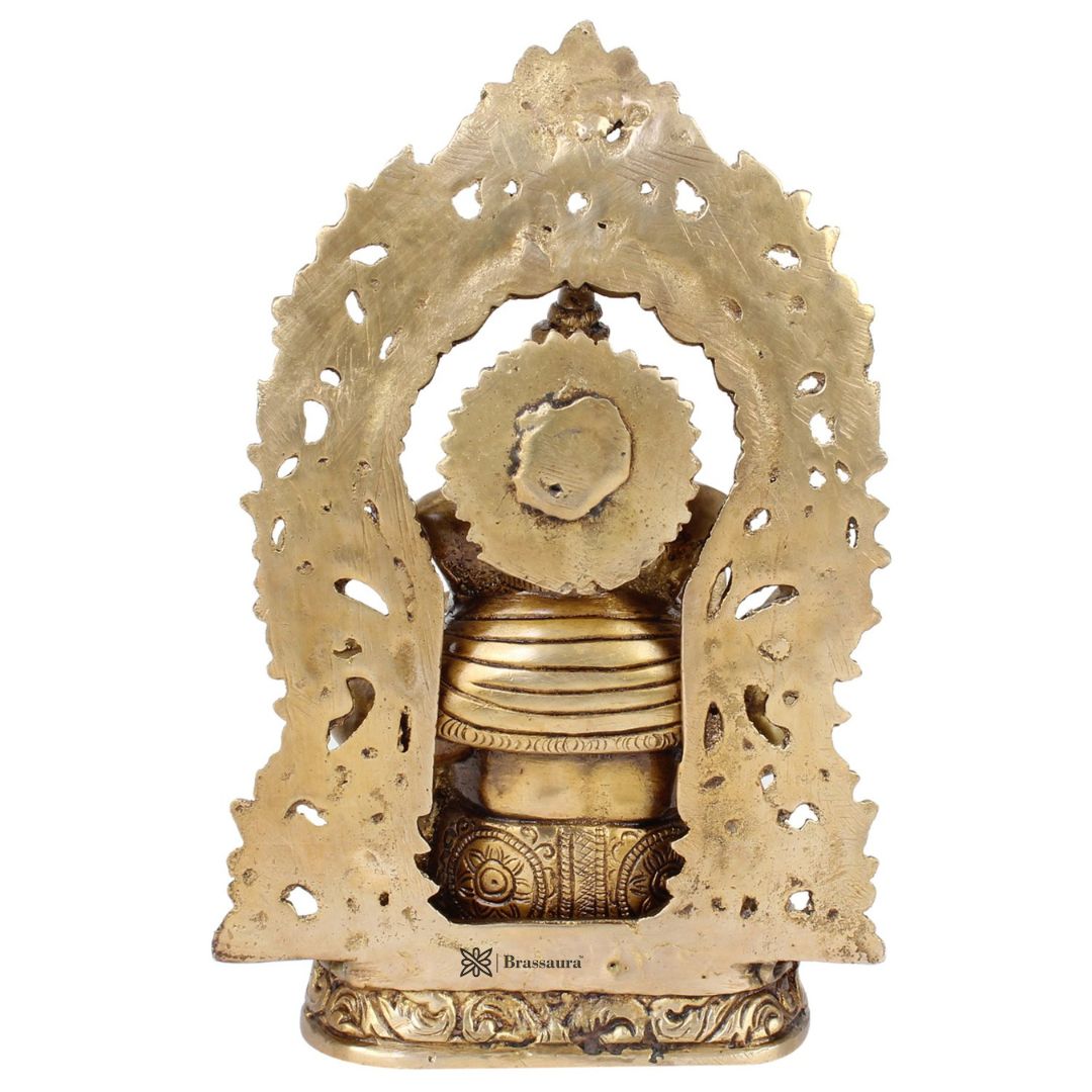 Brassaura™ Brass Ganesha Murti for Home and Decor Brass Ganesh Bhagwan Statue for Pooja Ganesha Idols for Home Entrace Decor Decoration Weight 2 Kg Height 22 cm