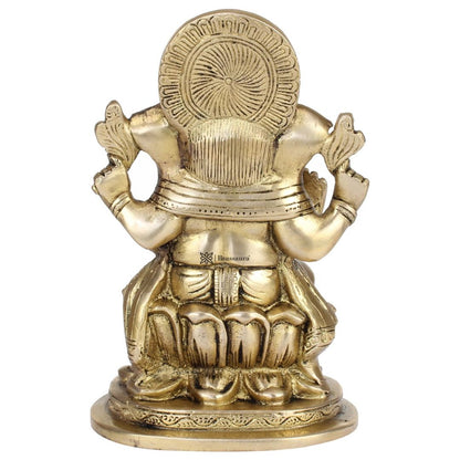 Brass Lotus Ganesha Murti for Home Decor Weight 1.9 Kg Height 20 cm