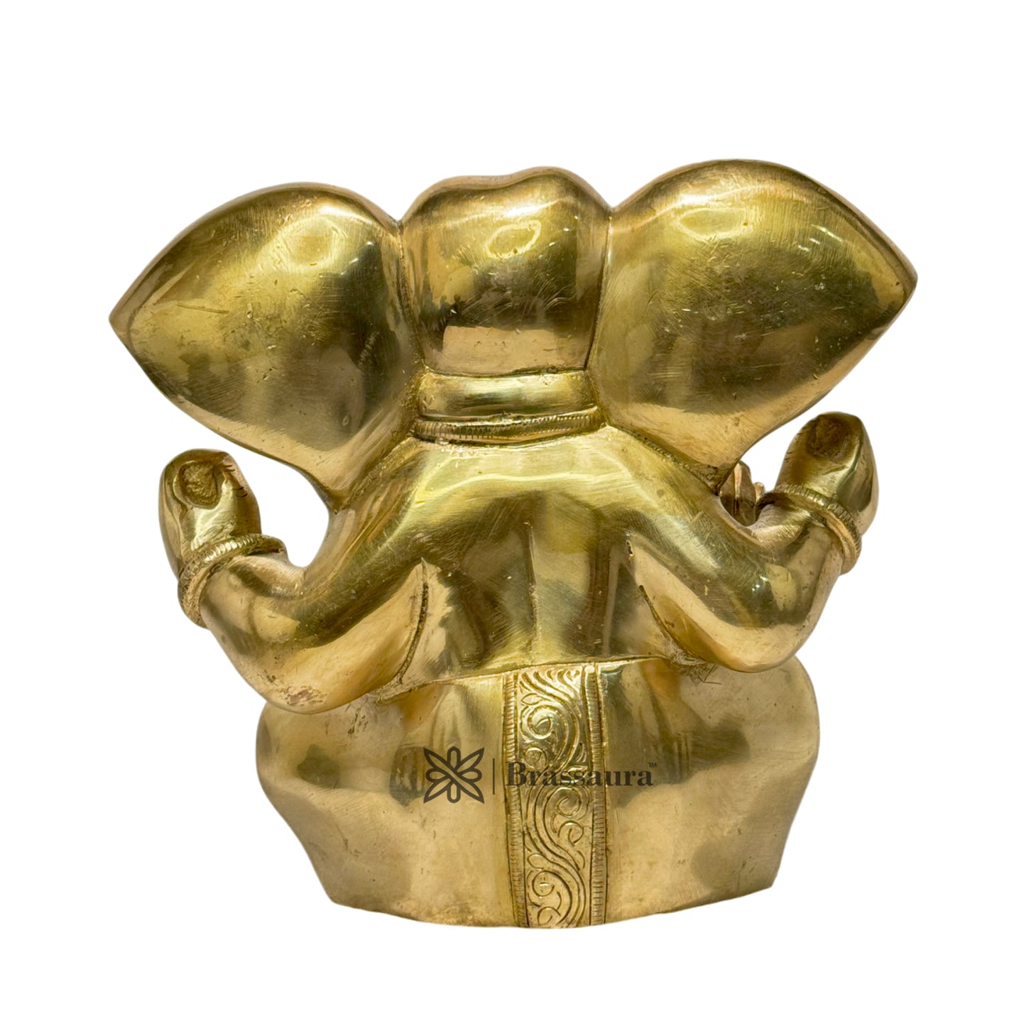 Brassaura™ Brass Sitting Ganesha Statue for Home and Decor Brass Ganesh Murti for Pooja Room Ganpati Idol for Home Entrace Decor Good Luck Vastu Decoration Weight 5 Kg Height 22 cm