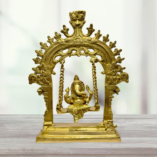 Brass Ganesha Jhula Statue For Home Decor Weight 1.7 Kg And Height 30 Cm