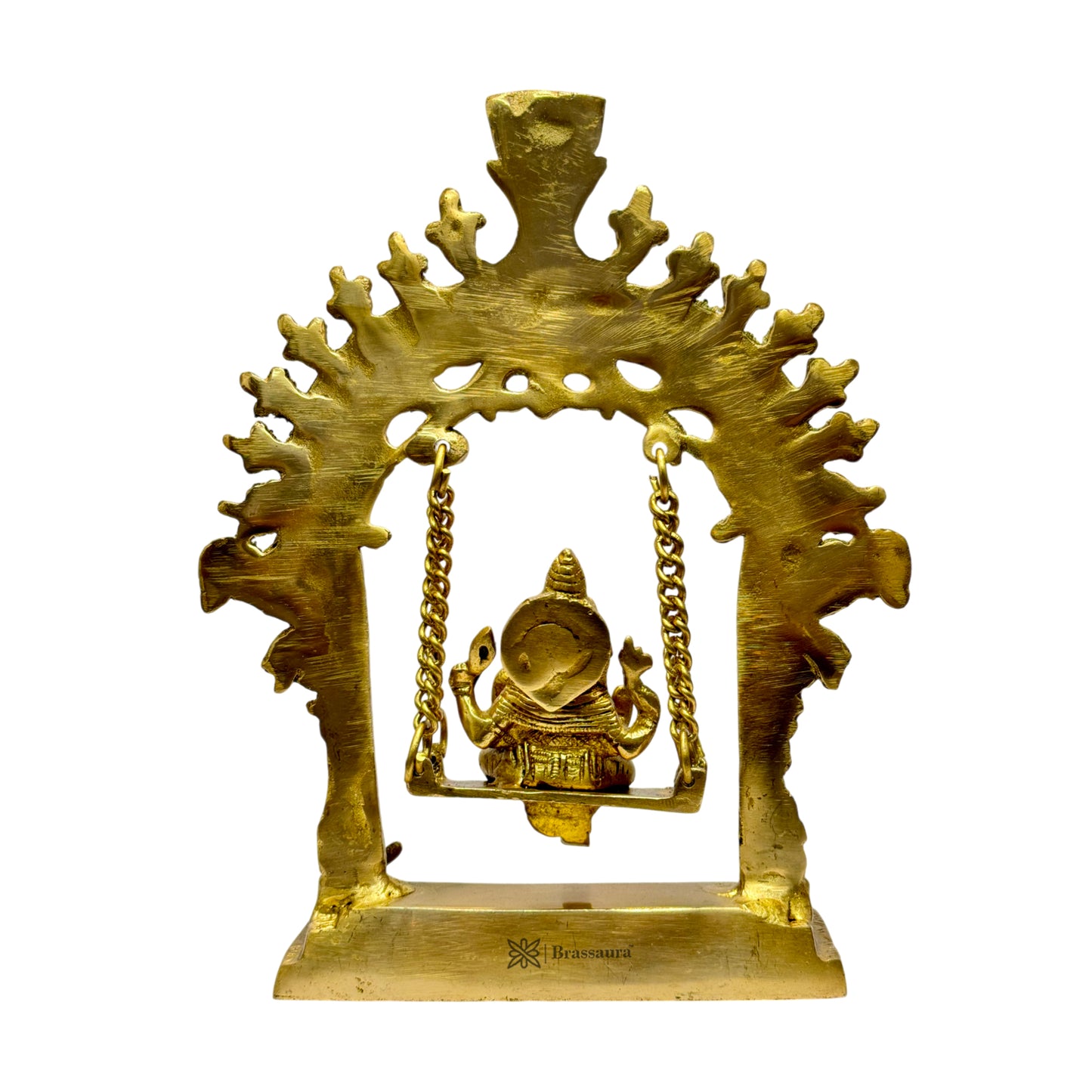 Brassaura™ Brass Swing Ganesha Jhula Statue for Home and Decor Brass Ganesh Murti for Pooja Room Ganpati Idol for Home Entrace Decor Good Luck Vastu Decoration Weight 1.7 Kg Height 30 cm