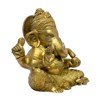 Brassaura™ Brass Golden Ganesha Statue – Height 9.84 inches & Weight 2.1 kgs | Traditional Ganpati Murti for Home & Pooja Room