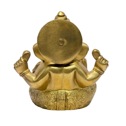 Brassaura™ Brass Golden Ganesha Statue – Height 9.84 inches & Weight 2.1 kgs | Traditional Ganpati Murti for Home & Pooja Room