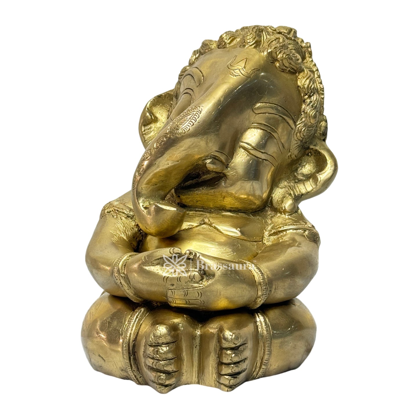 Brassaura™ Brass Golden Ganesha Statue for Home and Decor Brass Ganesh Murti for Pooja Room Ganpati Idol for Home Entrace Decor Good Luck Vastu Decoration Weight 5 Kg Height 30 cm