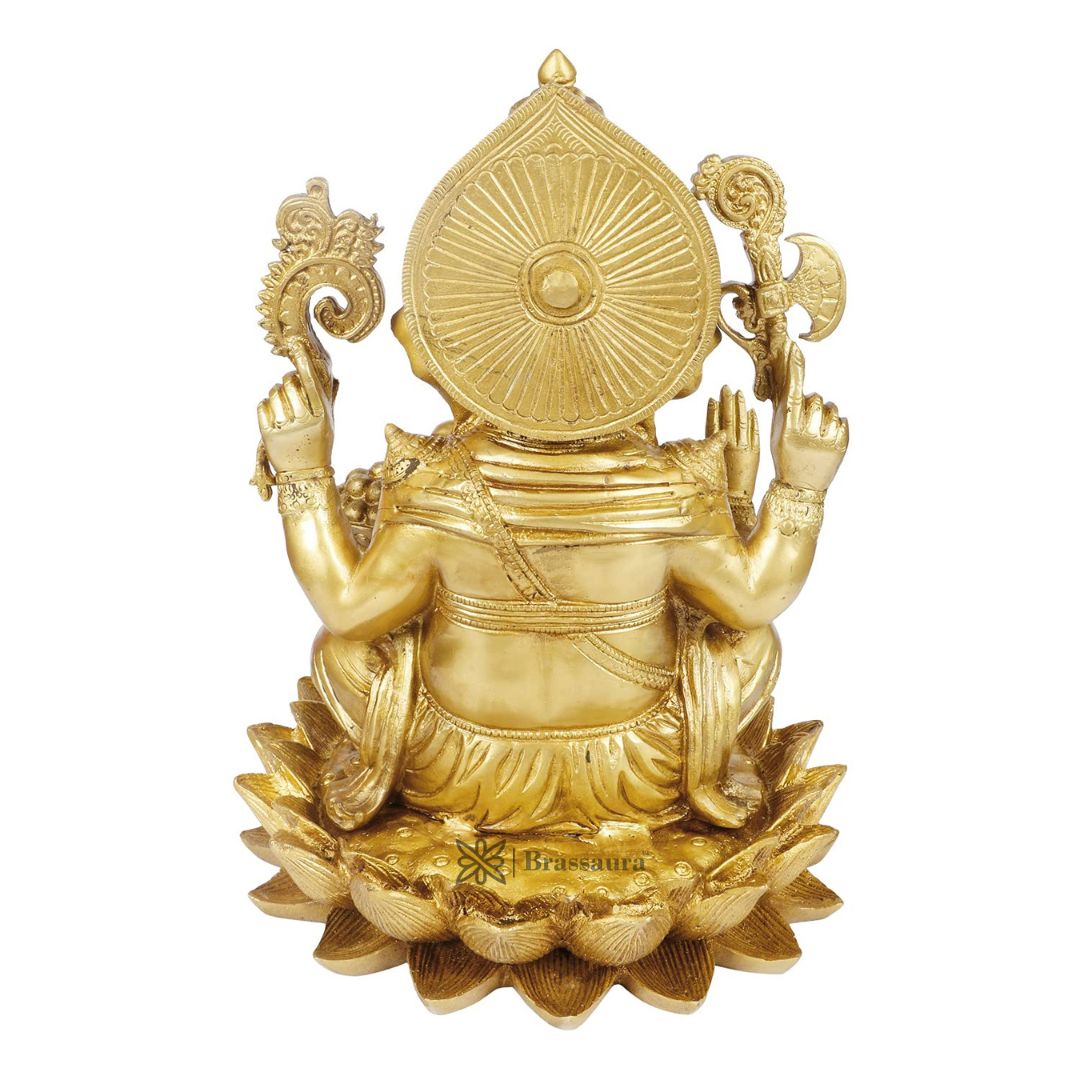 Brass Ganesha Statue For Home Decor Weight 8.5 Kg And Height 15 Cm