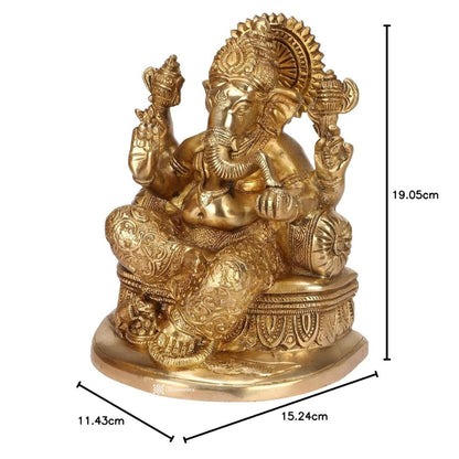 Brassaura™ Brass Golden Ganesha Murti – Height 8.66 inches | Weight 2.9 kgs