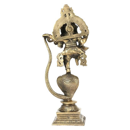 Brassaura™ Brass Dancing Ganesha on Shesnaag Murti for Home and Decor Brass Ganesh Bhagwan Statue for Pooja Room Ganesha Idols for Home Entrace Decor Good Luck Decoration Weight 2.5 Kg Height 8 cm