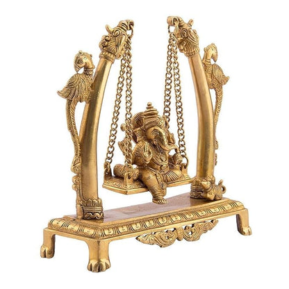 Brass Ganesha Jhula Statue For Home Decor Weight 3 Kg And Height 39 Cm