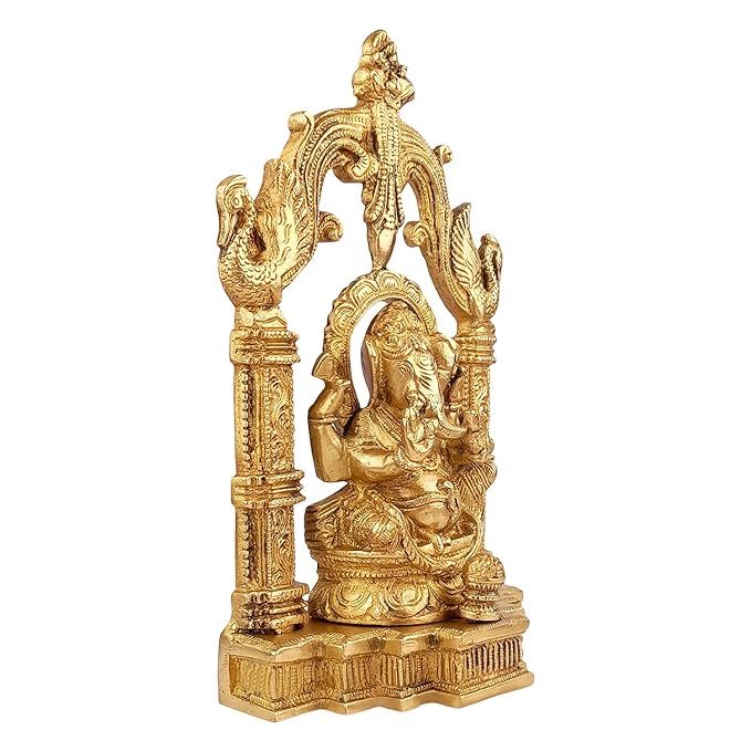 Brassaura™ Brass Ganesha Murti for Home and Decor Brass Ganesh Bhagwan Statue for Pooja Room Ganesha Idols for Home Entrace Decor Good Luck Vastu Decoration Weight 2.5 Kg Height 27 cm