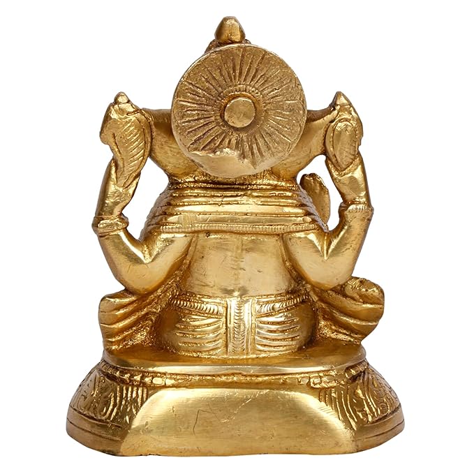 Brassaura™ Brass Ganesha Murti for Home and Decor Brass Ganesh Bhagwan Statue for Pooja Room Ganesha Idols for Home Entrace Decor Good Luck Vastu Decoration Weight 1.25 Kg Height 15 cm